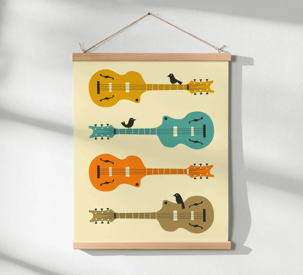Pájaros en las cuerdas de la guitarra hahnemühle de Jazzberry Blue