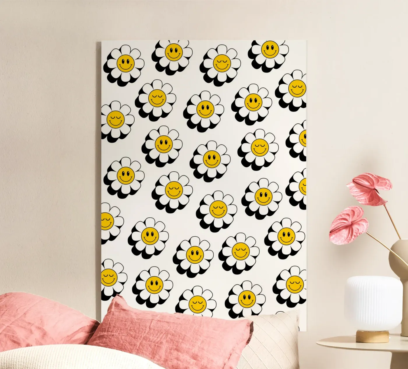Retro flowers pattern plexiglass da Happypatterns