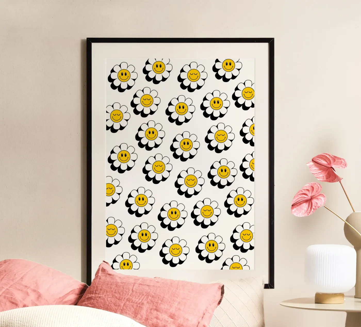 Retro flowers pattern poster da Happypatterns