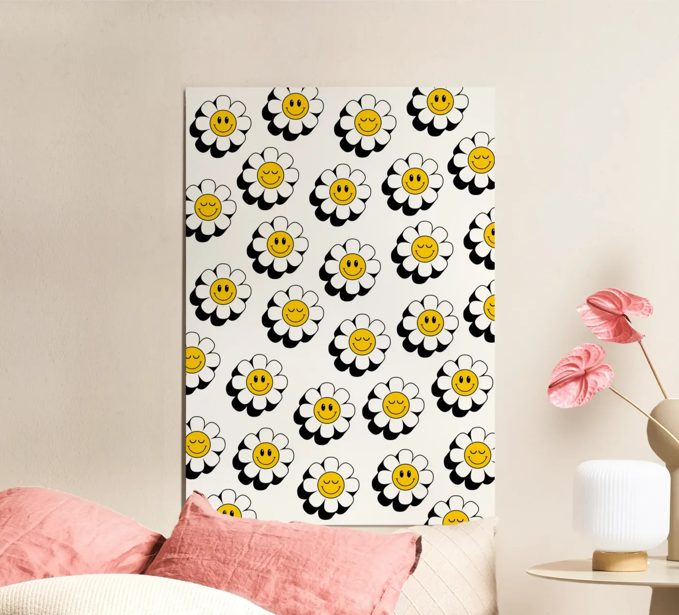 Retro flowers pattern poster da Happypatterns