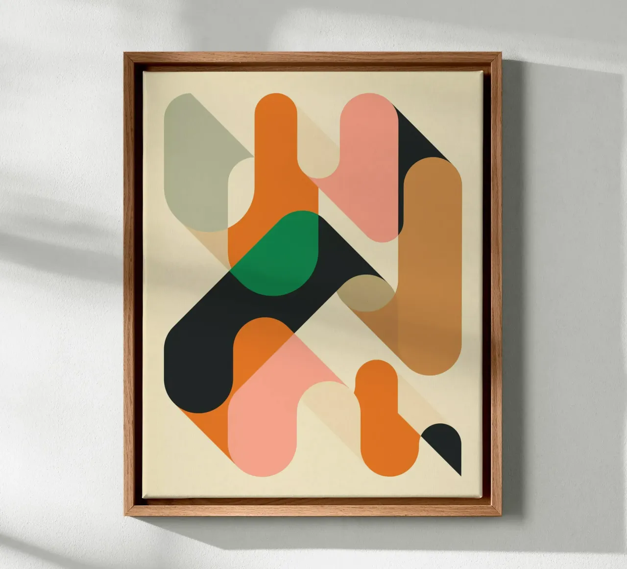 Geometrics 1 canvas with Floater frame by Jazzberry Blue