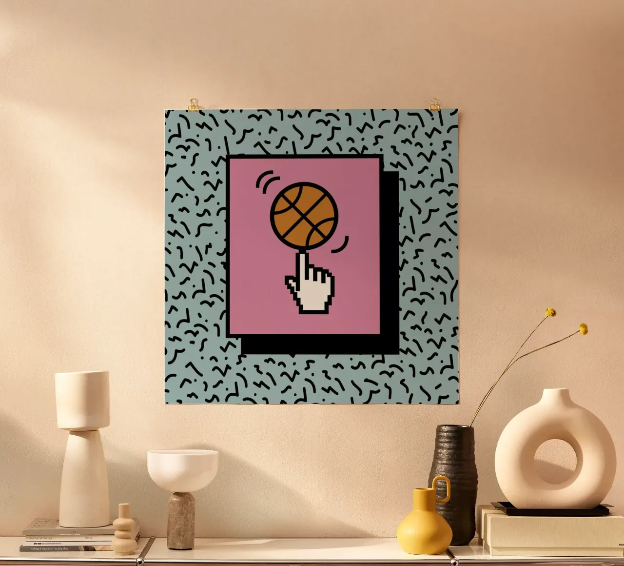Ball Tricks poster con telaio in plastica da Rachel Peck