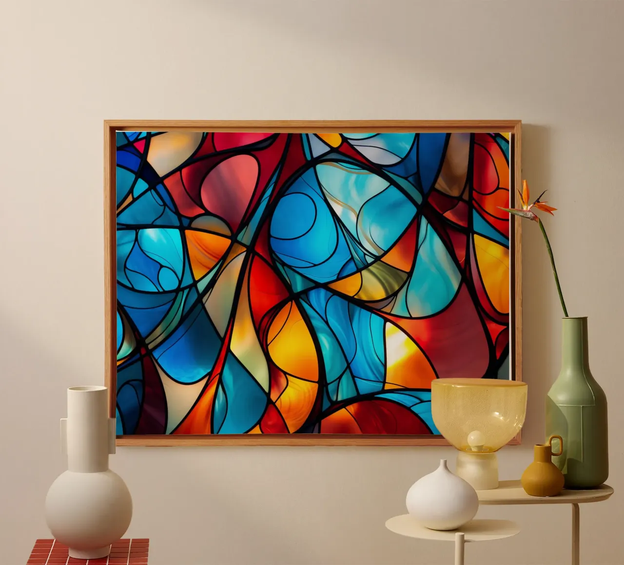 Glas-in-lood & lichtmozaïeken canvas met Baklijst van Théïa's Fantasia World