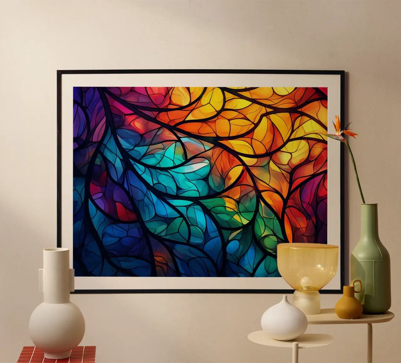 Vetrate e mosaici luminosi poster con telaio in alluminio da Théïa's Fantasia World