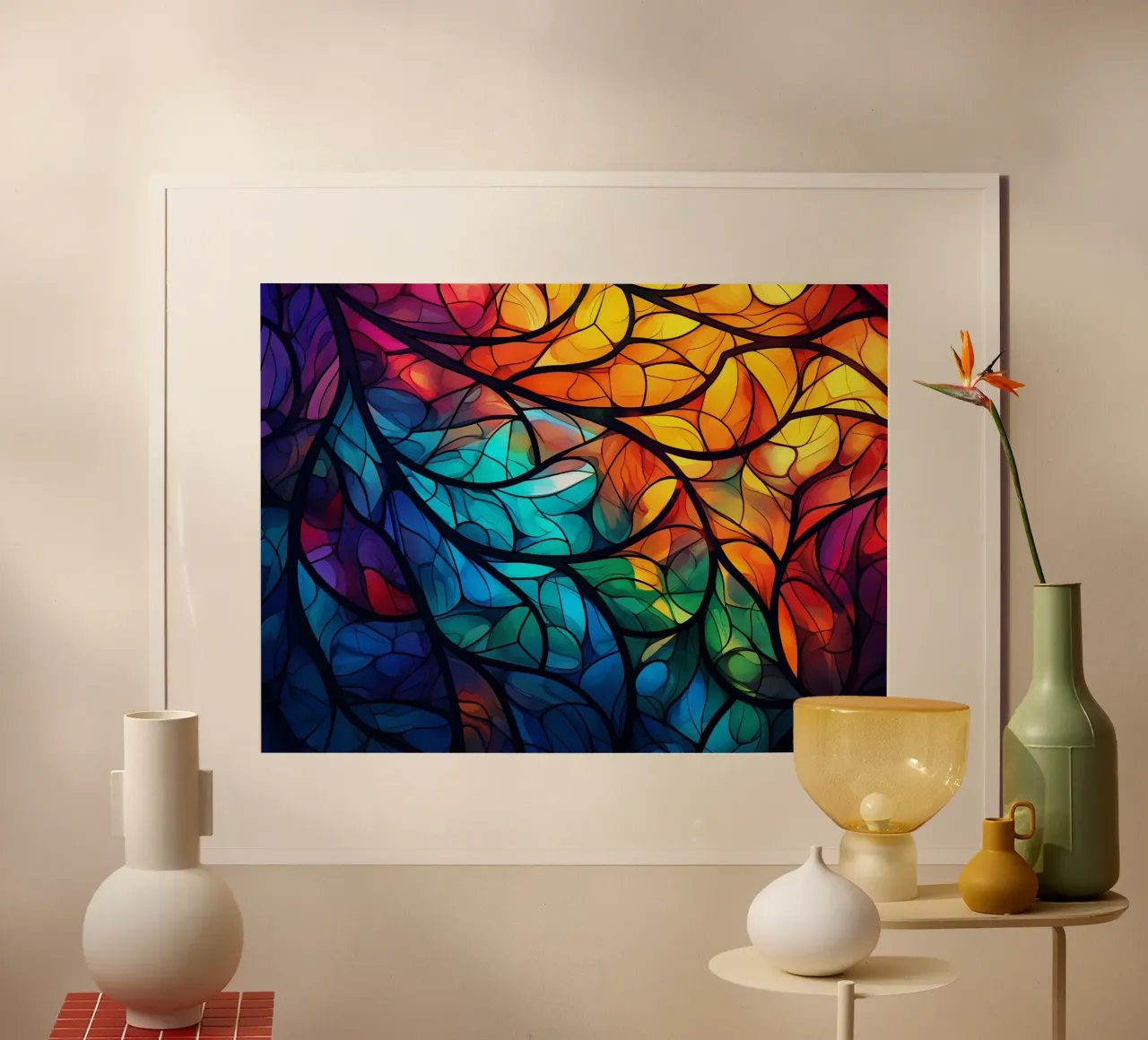 Vetrate e mosaici luminosi poster con telaio in alluminio da Théïa's Fantasia World
