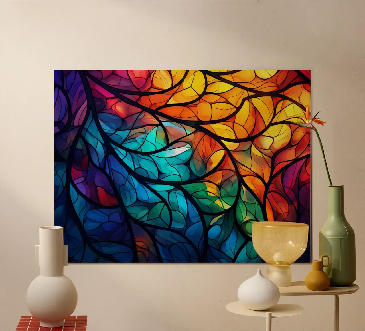 Vetrate e mosaici luminosi poster con telaio in alluminio da Théïa's Fantasia World
