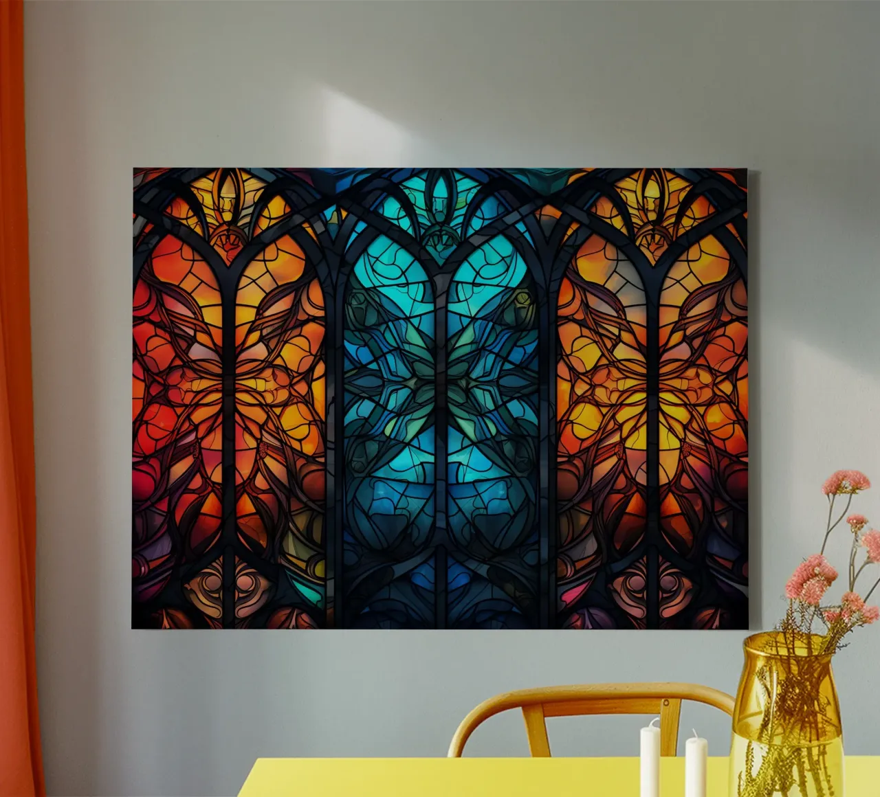 Glas-in-lood & lichtmozaïeken canvas met Baklijst van Théïa's Fantasia World