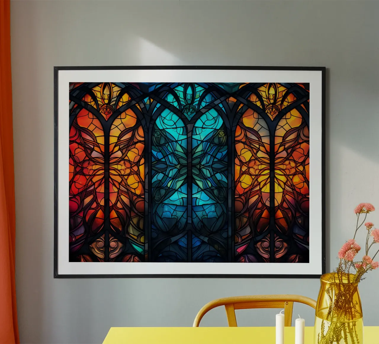 Vetrate e mosaici luminosi poster con telaio in legno da Théïa's Fantasia World