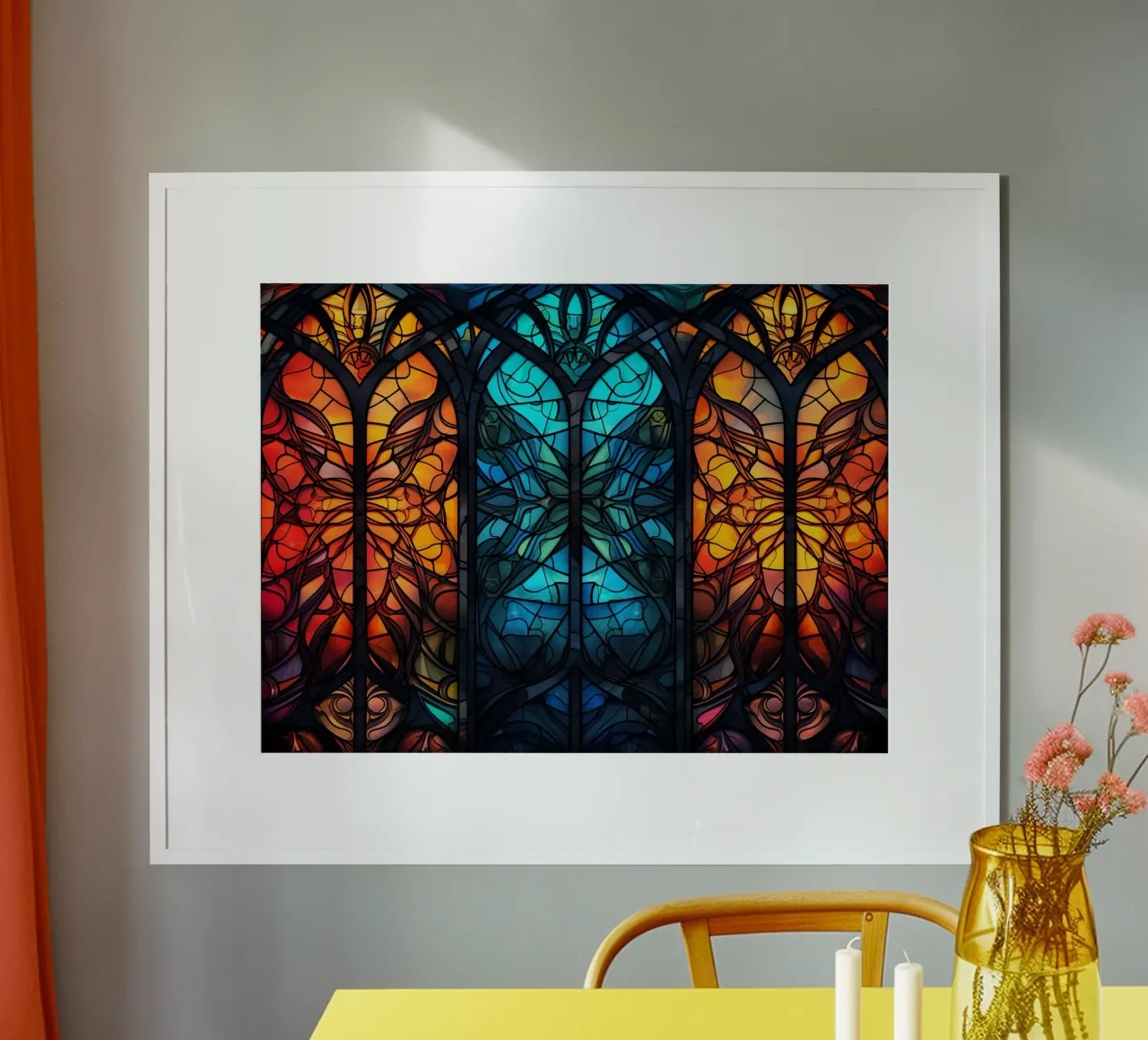Vetrate e mosaici luminosi poster con telaio in legno da Théïa's Fantasia World