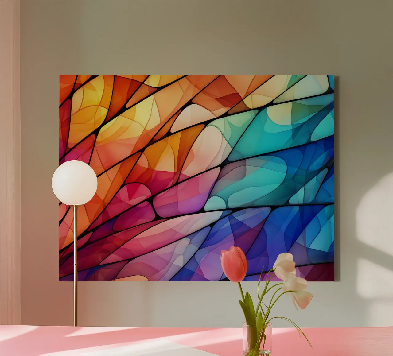 Glas-in-lood & lichtmozaïeken canvas met Baklijst van Théïa's Fantasia World