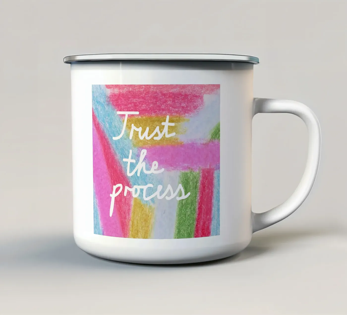 Trust the process emaille mok van Iris Knabenschuh Design