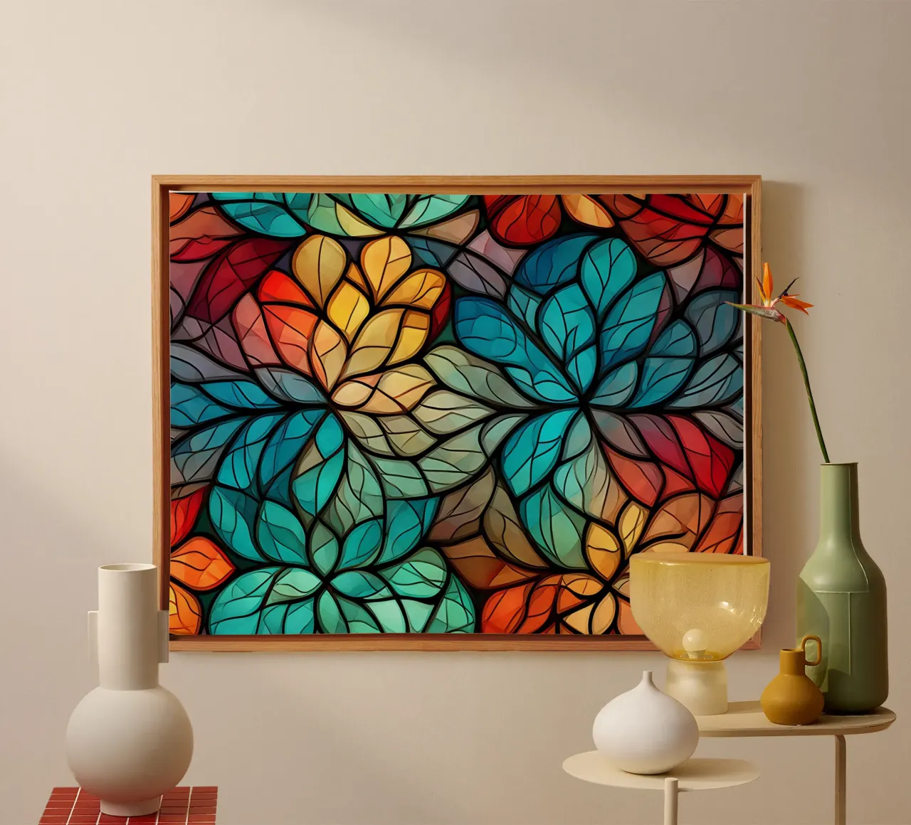 Glas-in-lood & lichtmozaïeken canvas met Baklijst van Théïa's Fantasia World