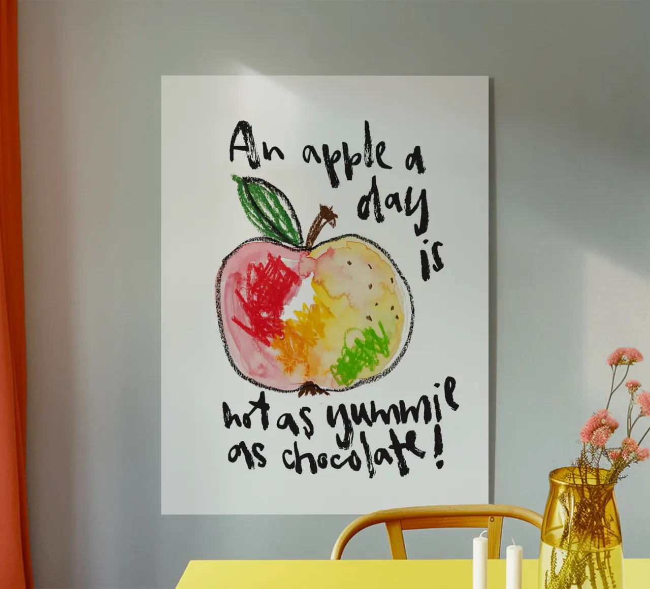Ein Apfel am Tag plexiglass da Brushmeetspaper