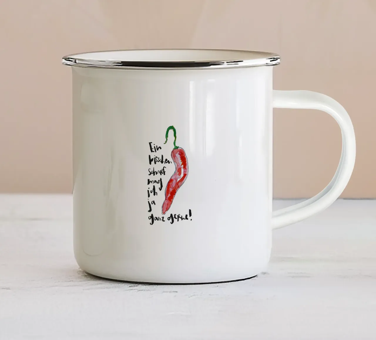 Ein bisschen scharf... tazza in smalto da Brushmeetspaper