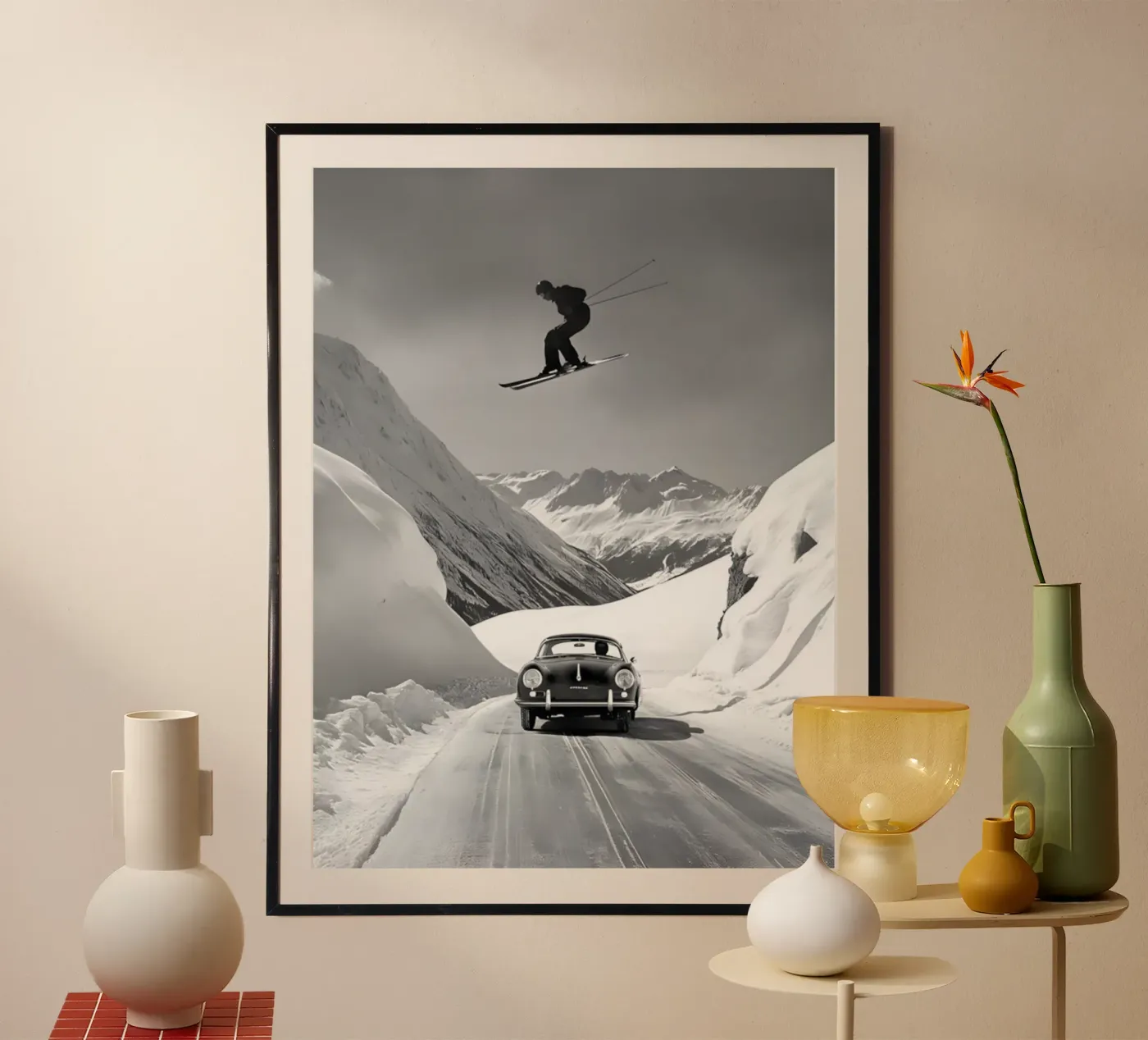 Skiing poster by B&W Poster Studio
