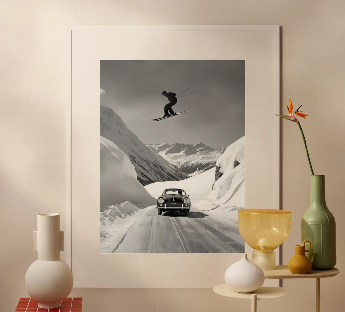 Skiing poster by B&W Poster Studio