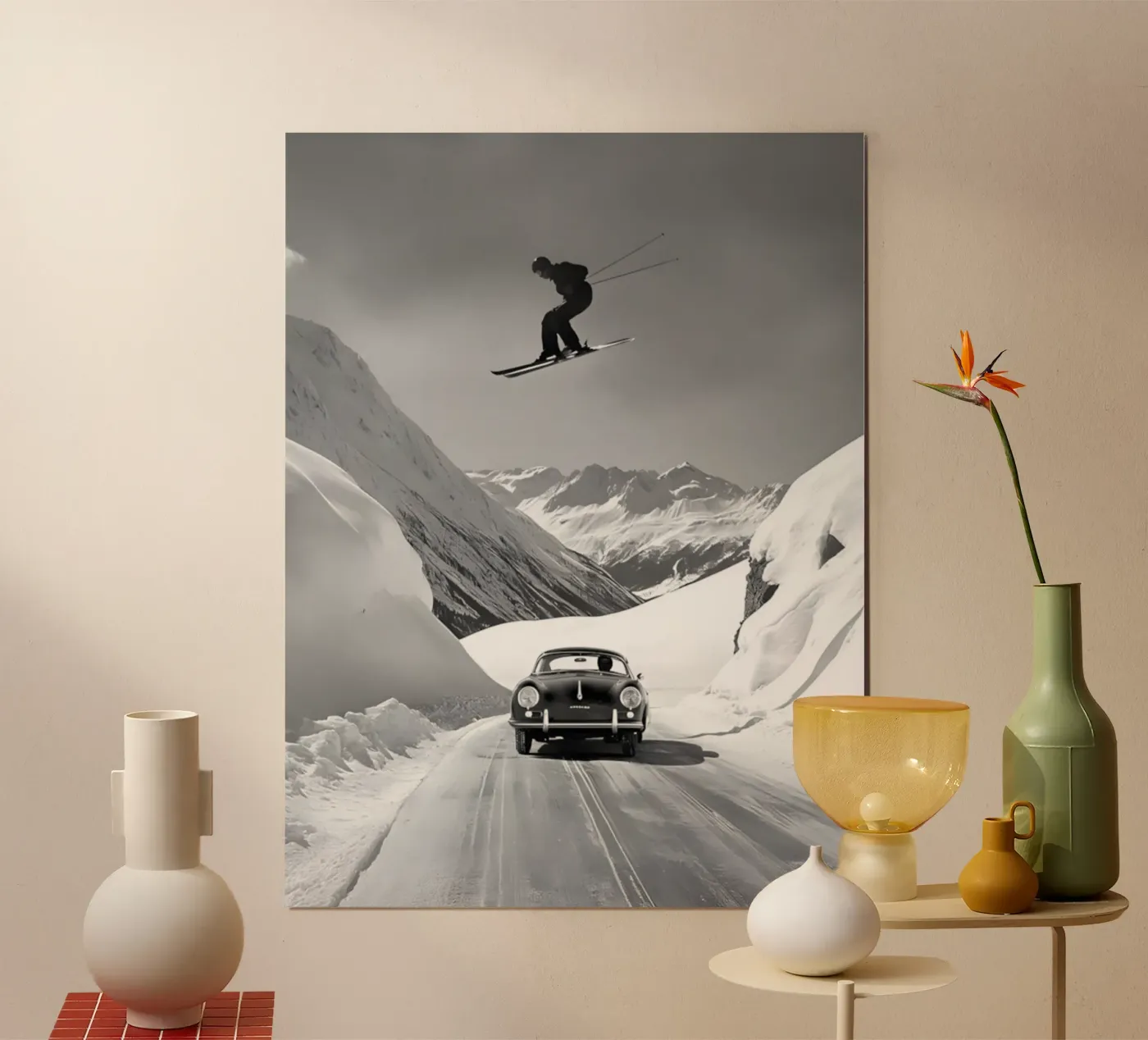Skiing poster by B&W Poster Studio