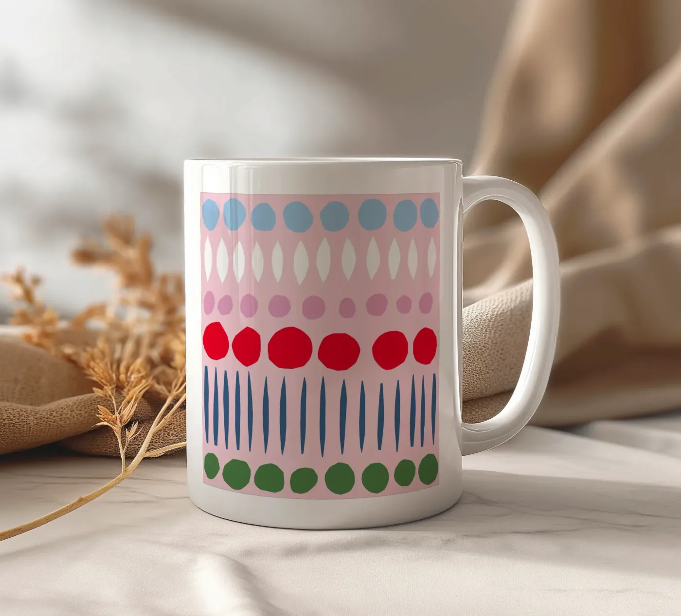 Spring Papercut Pattern ceramic mug by Iris Knabenschuh Design