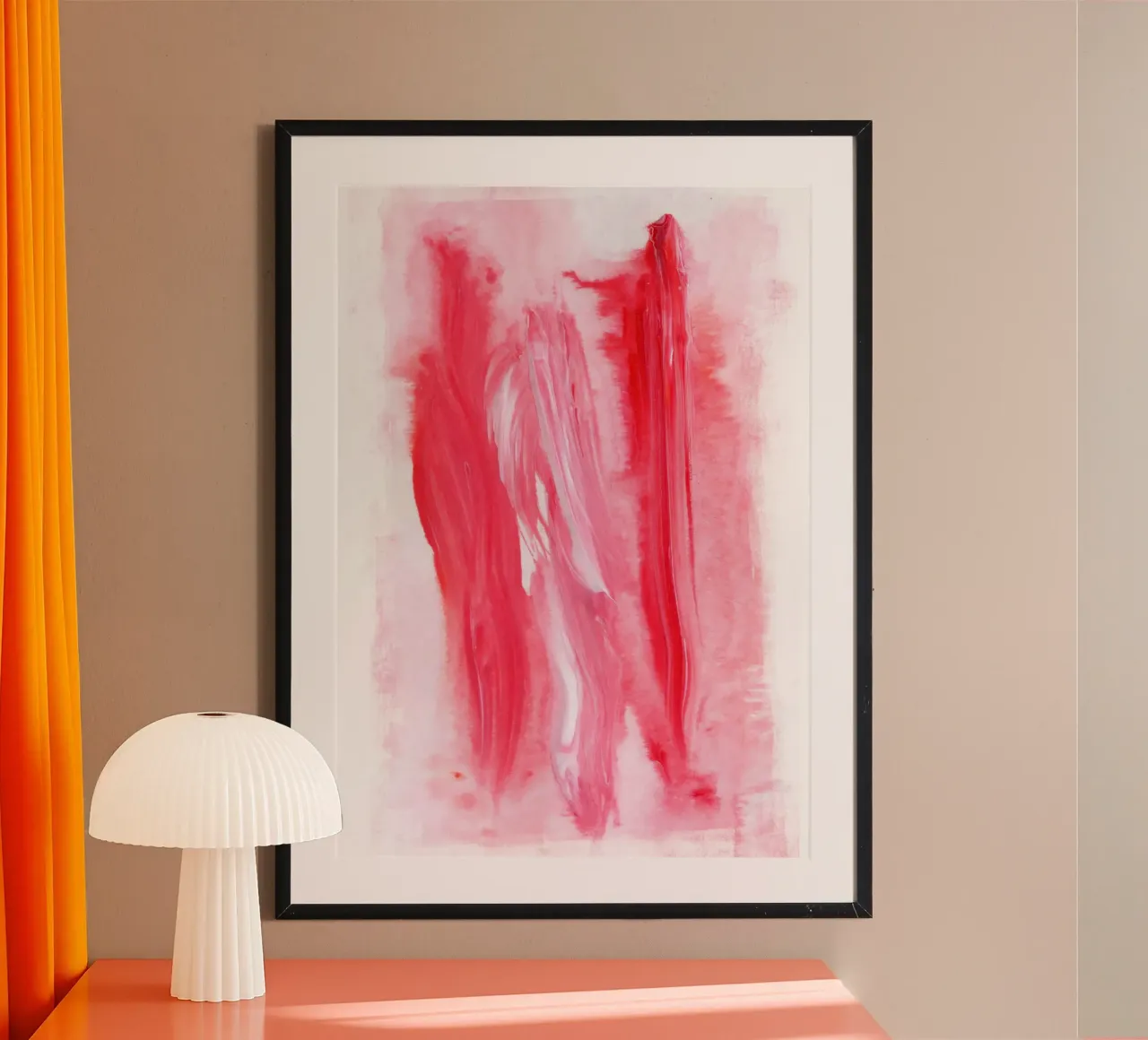 Pink | Expressive Acrylic Abstract poster con marco de plástico de sabidussi