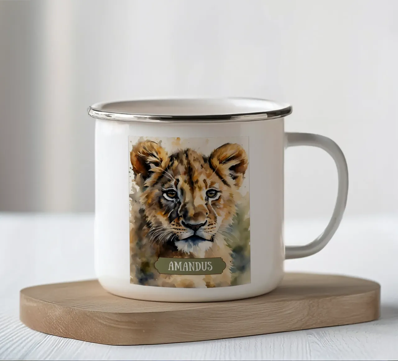 Kleiner Löwe - Aquarell tazza in smalto da Ohkimiko