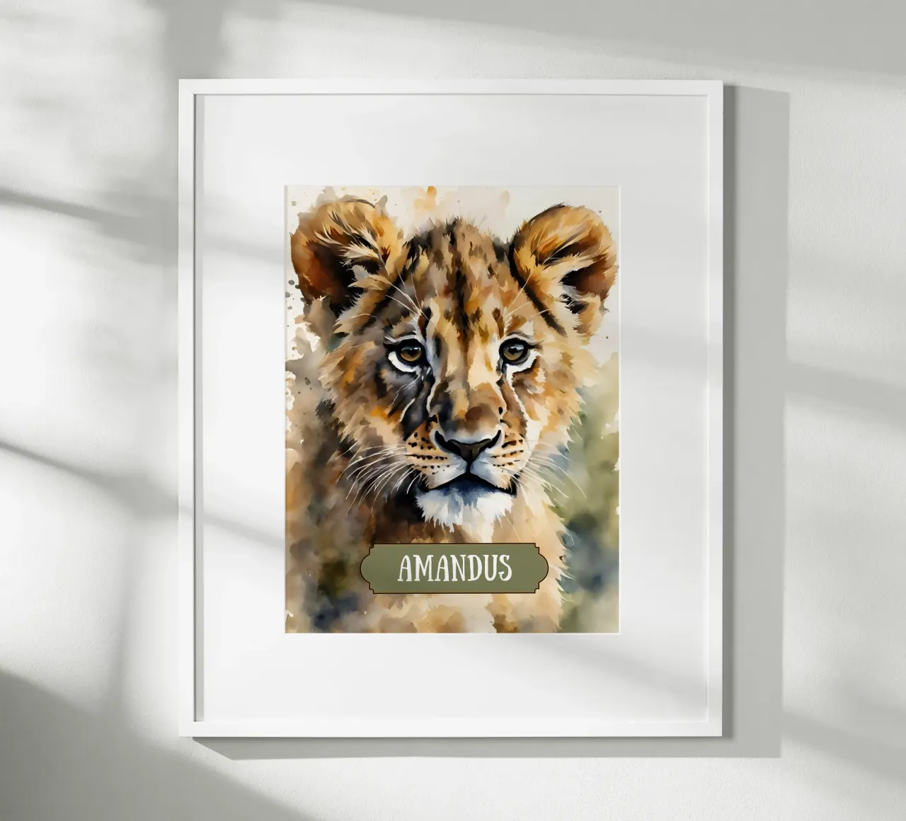 Kleiner Löwe - Aquarell poster con telaio in alluminio da Ohkimiko