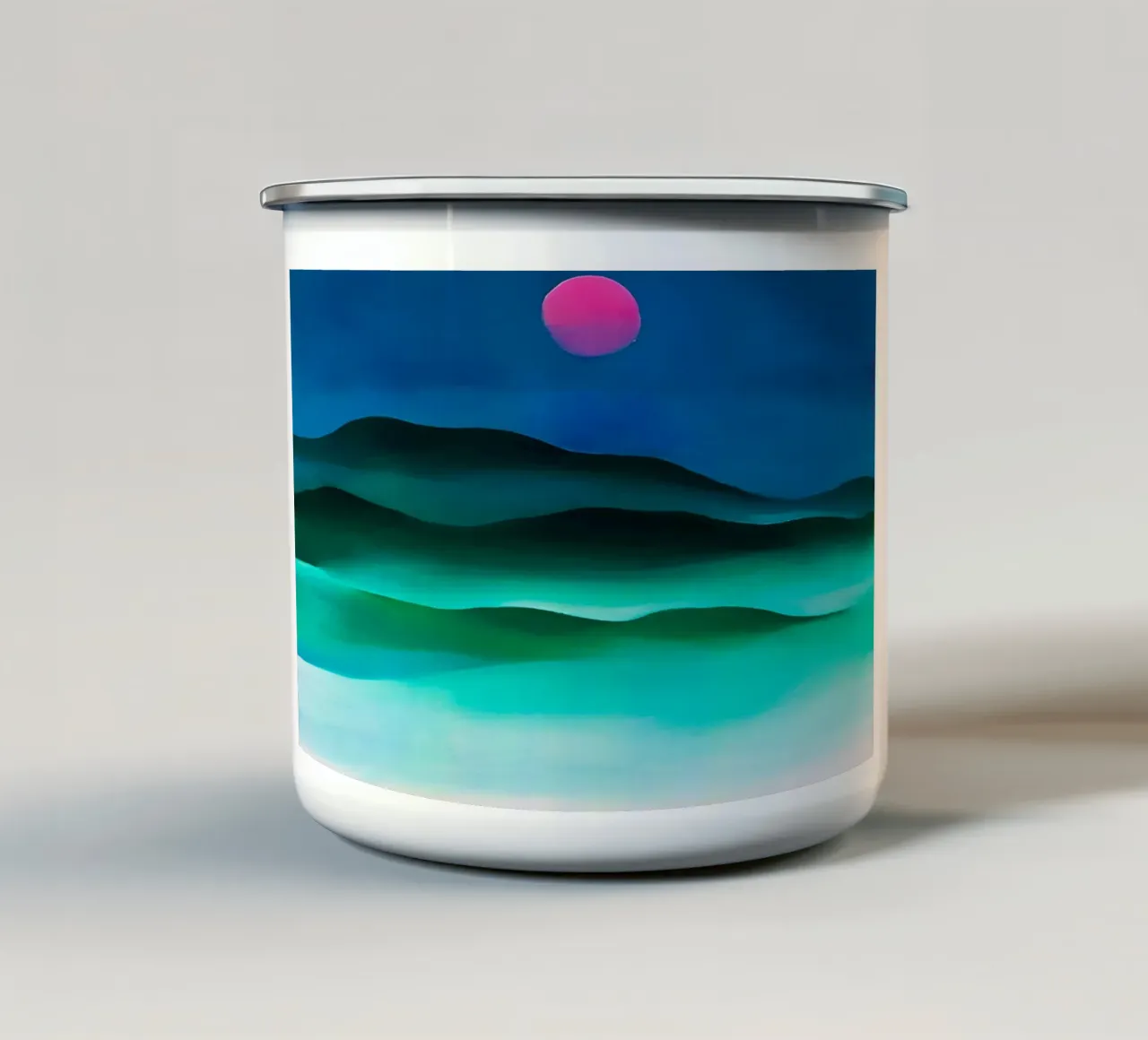 Georgia O'Keeffe - Luna rosa sull'acqua 1924 tazza in smalto da Kinsley