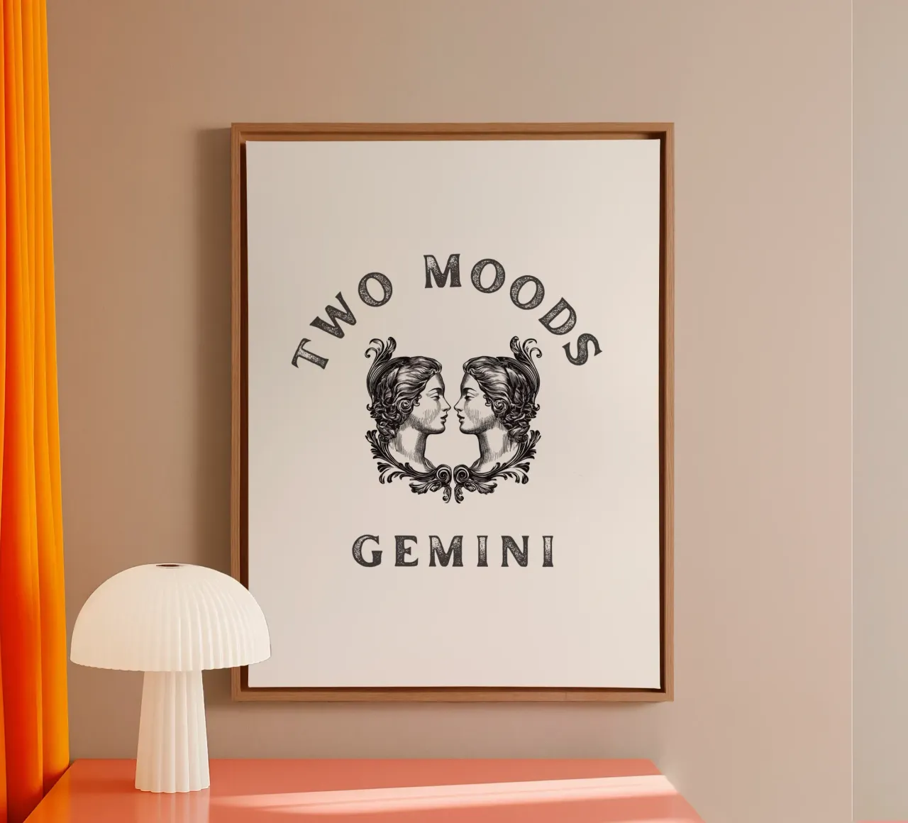 DUE UMORI SEGNO GEMELLI tela con Cornice a cassetta da Street Boutique