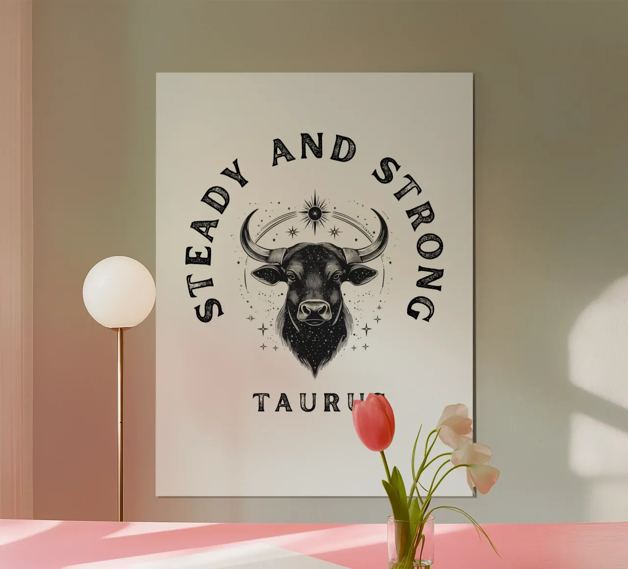 Taureau Stable et fort poster avec cadre en bois de Street Boutique