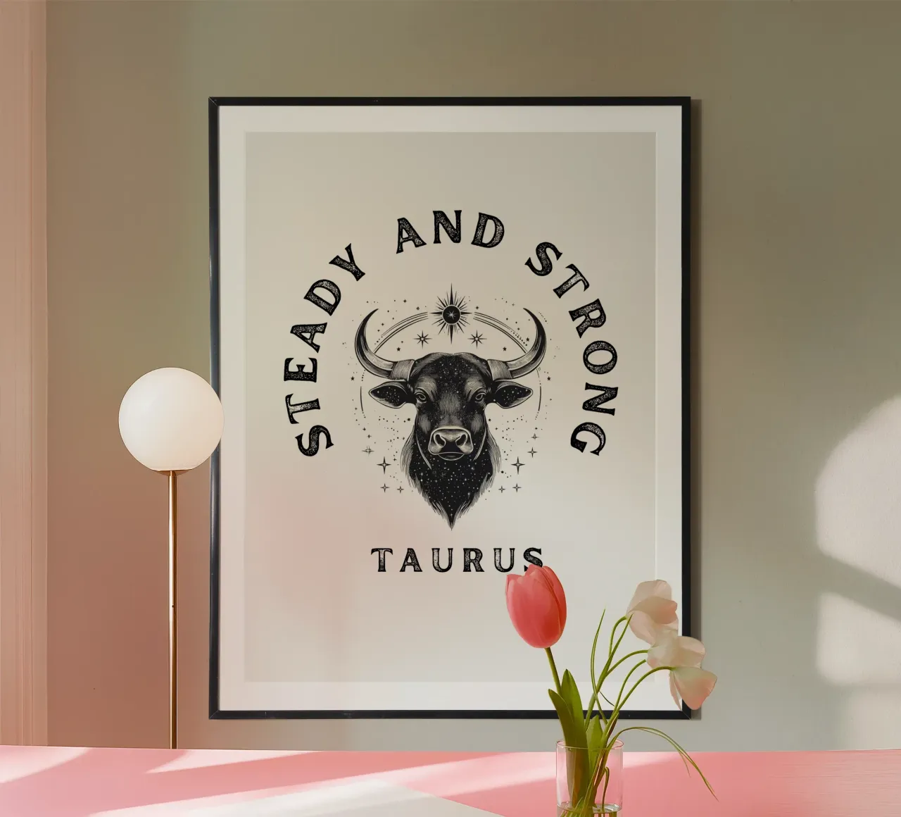 Taureau Stable et fort poster avec cadre en bois de Street Boutique
