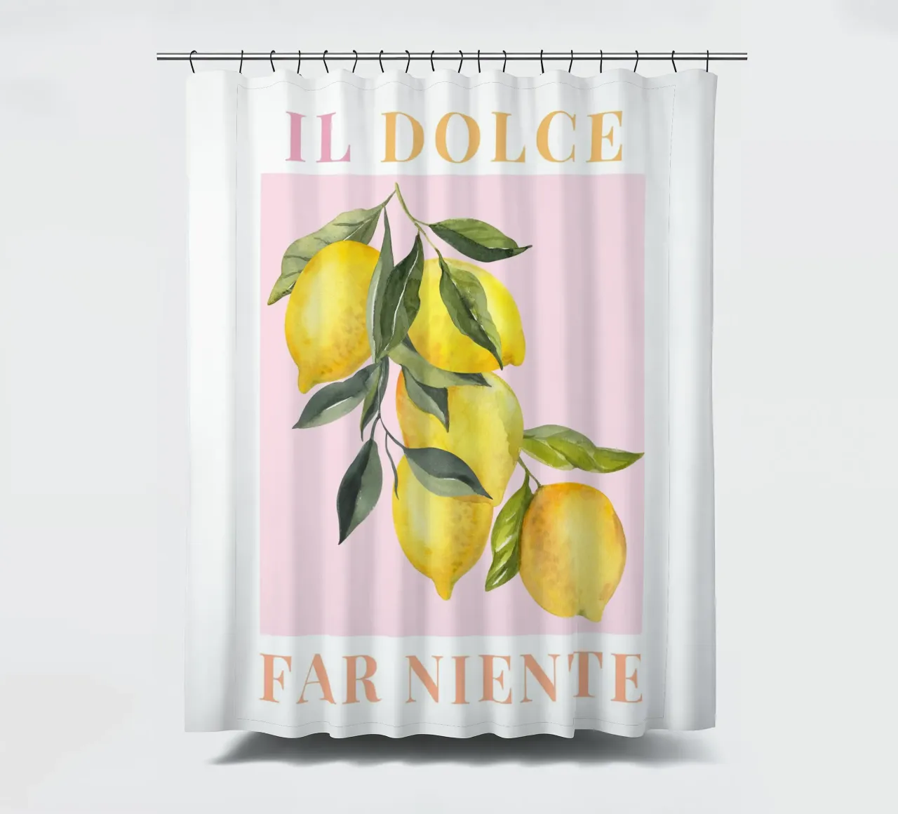 Lemon Print Italilan Art shower curtain by Bella Studio