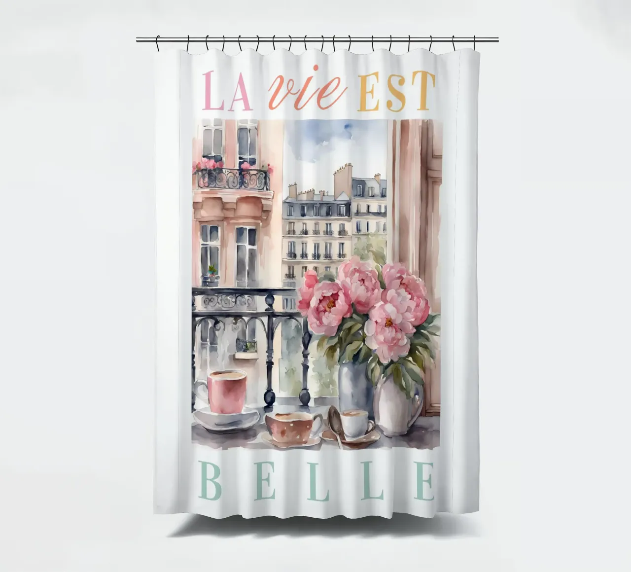 Paris Breakfast Print tenda da doccia da Bella Studio