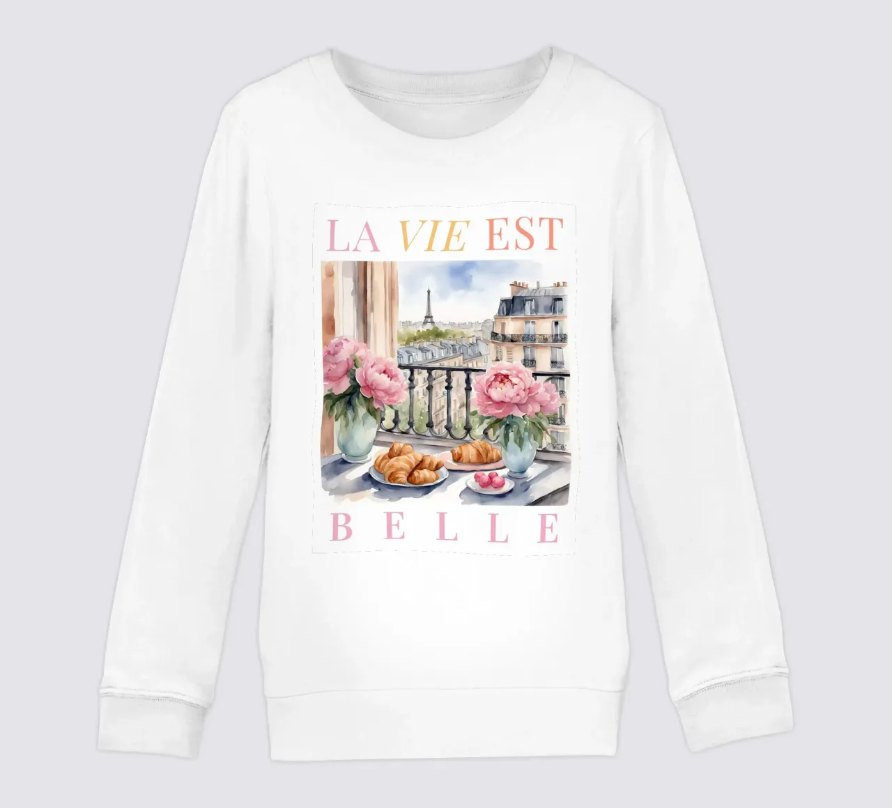 Paris Croissants and Coffee Print felpa bambino da Bella Studio