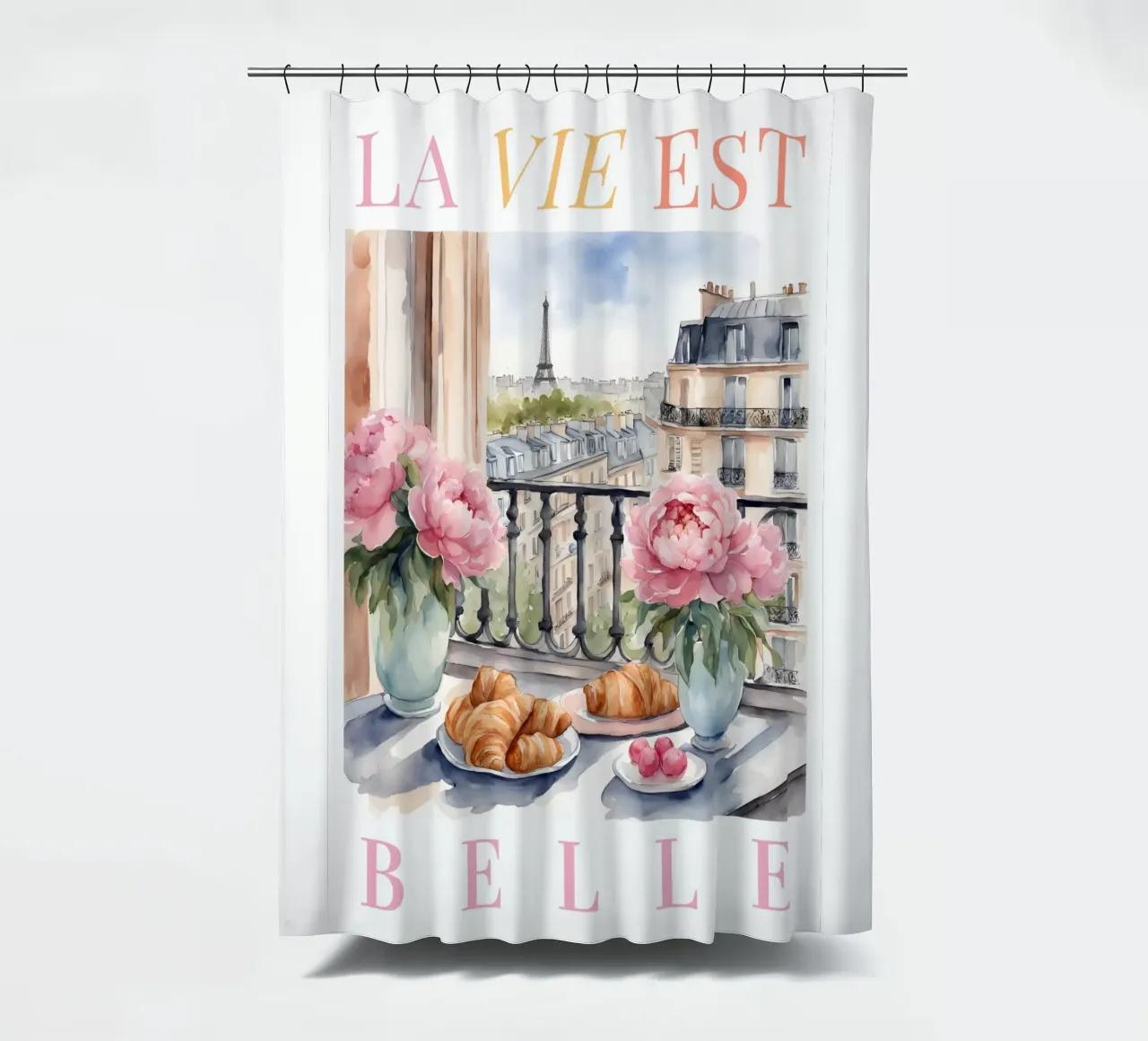 Paris Croissants and Coffee Print tenda da doccia da Bella Studio