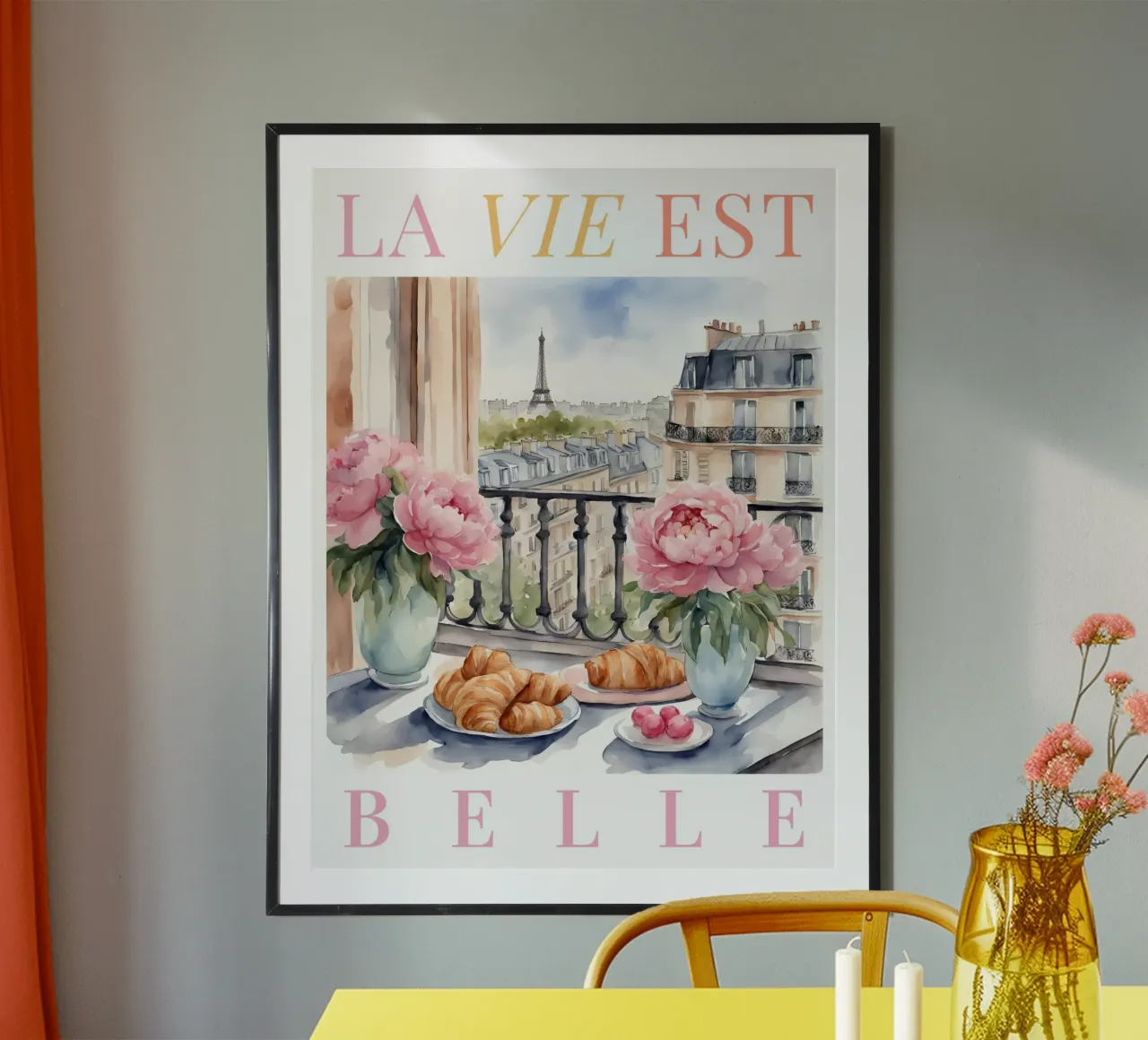 Paris Croissants and Coffee Print carta hahnemühle da Bella Studio