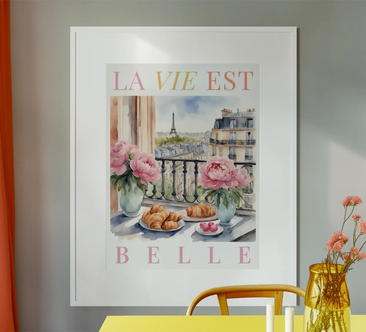 Paris Croissants and Coffee Print carta hahnemühle da Bella Studio