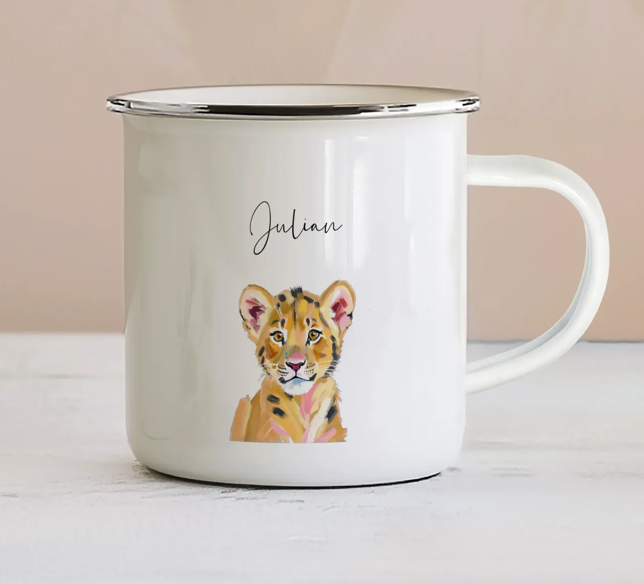 Kleiner Löwe -Acryl tazza in smalto da Ohkimiko
