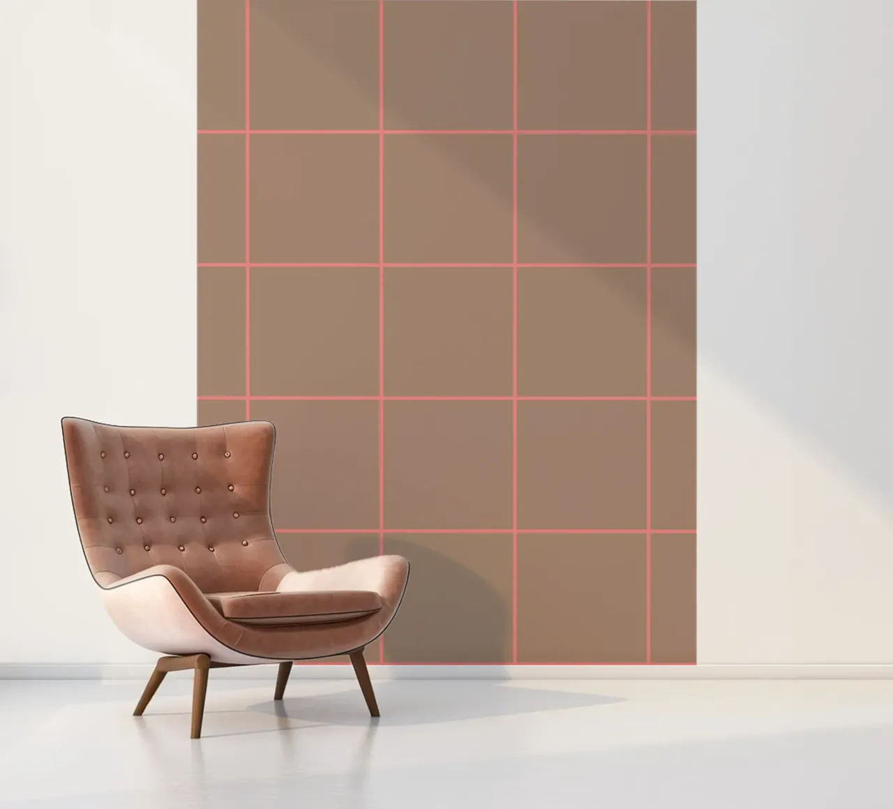 Grid Pink Brown fotobehang van Studio ROSAGRAU