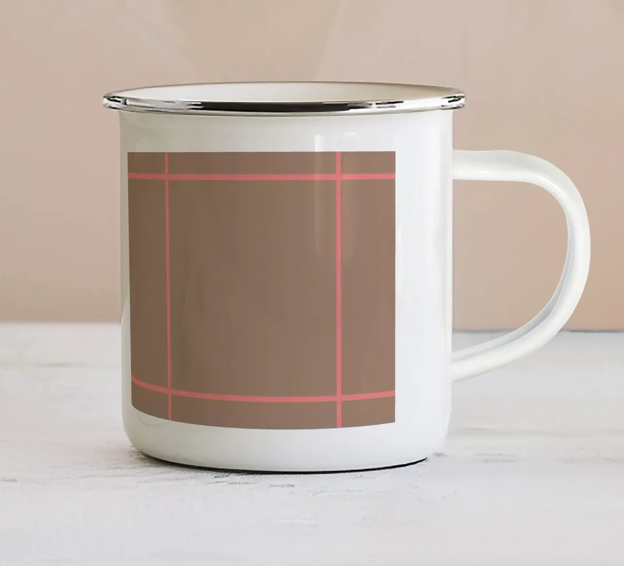 Grid Pink Brown tazza in smalto da Studio ROSAGRAU
