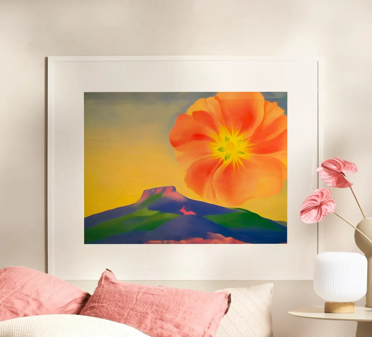 Georgia O'Keeffe - Rosa agrifoglio con piedistallo , 1937 poster con telaio in plastica da Kinsley