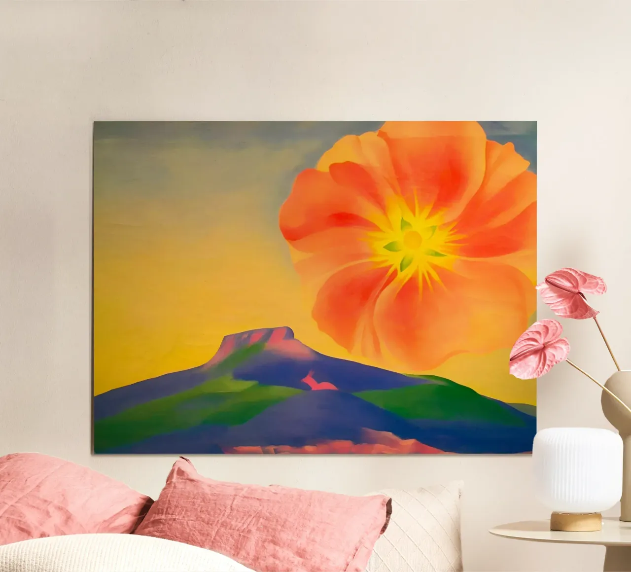 Georgia O'Keeffe - Rosa agrifoglio con piedistallo , 1937 poster con telaio in plastica da Kinsley