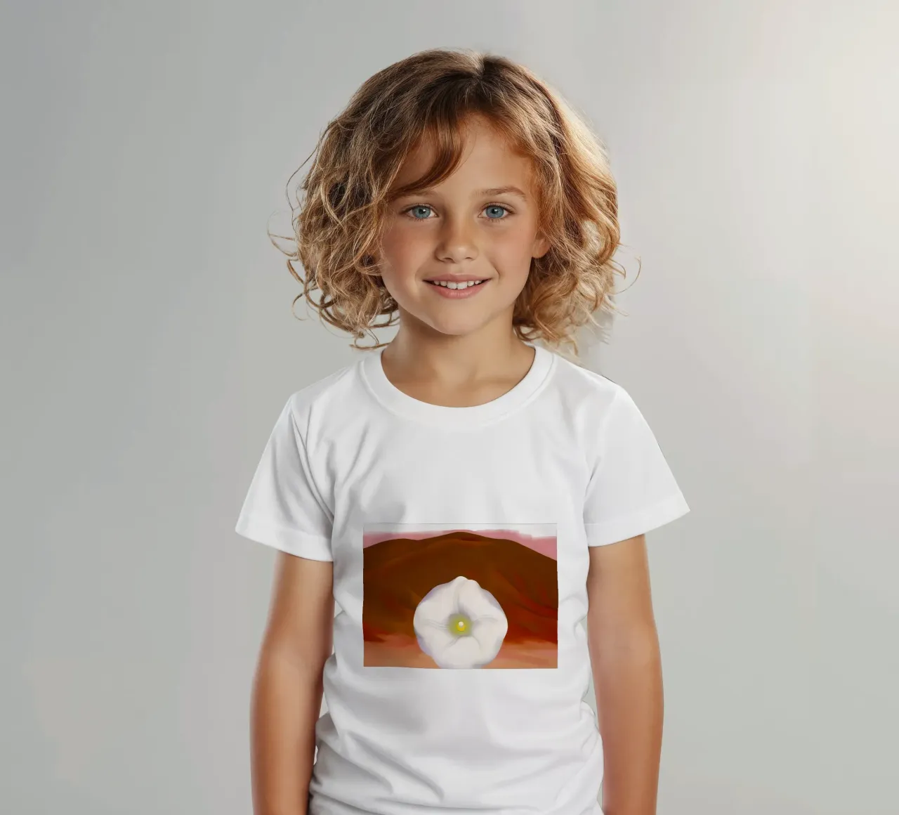 Georgia O'Keeffe Rode heuvels en witte bloem kinder t-shirt van Kinsley