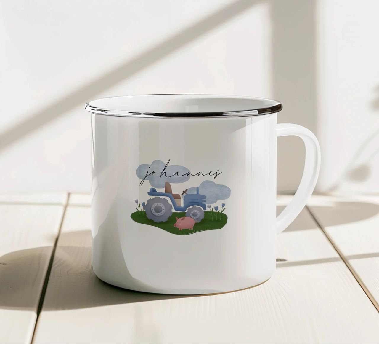 Trattore tazza in smalto da pv design