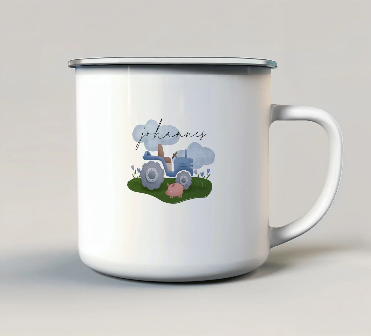 Trattore tazza in smalto da pv design