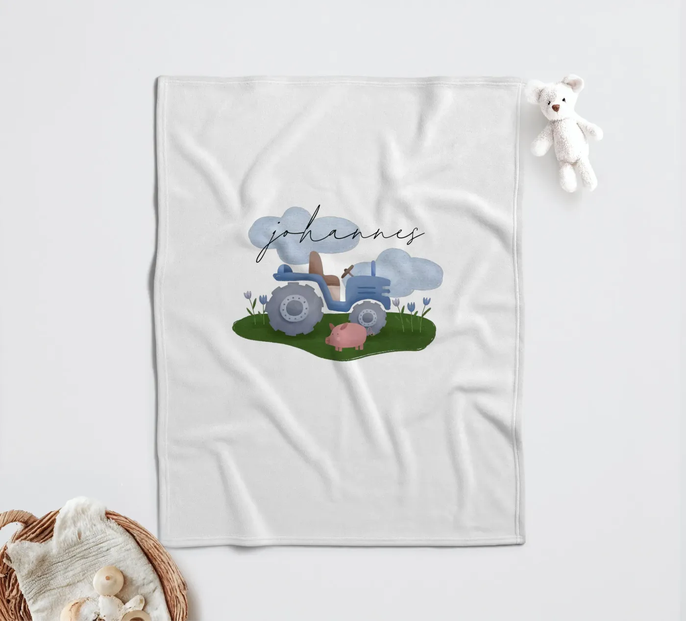 Tractor fleece blanket by we line studio - design