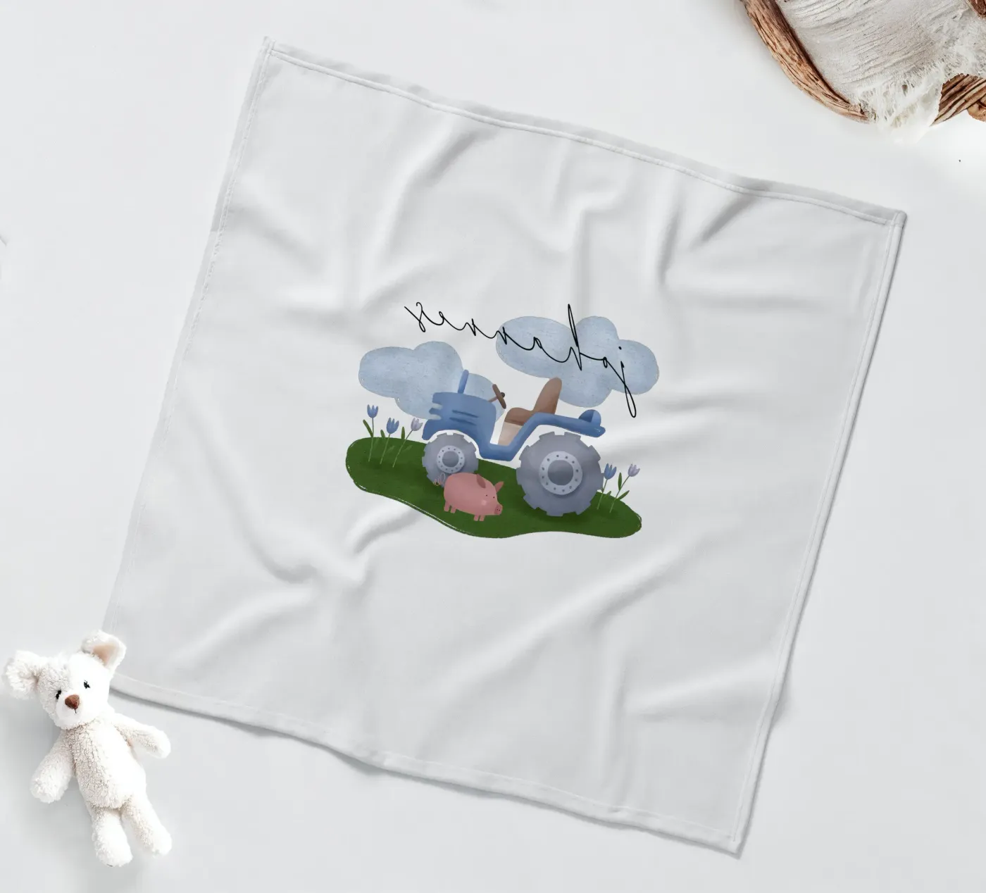 Tractor fleece blanket by we line studio - design