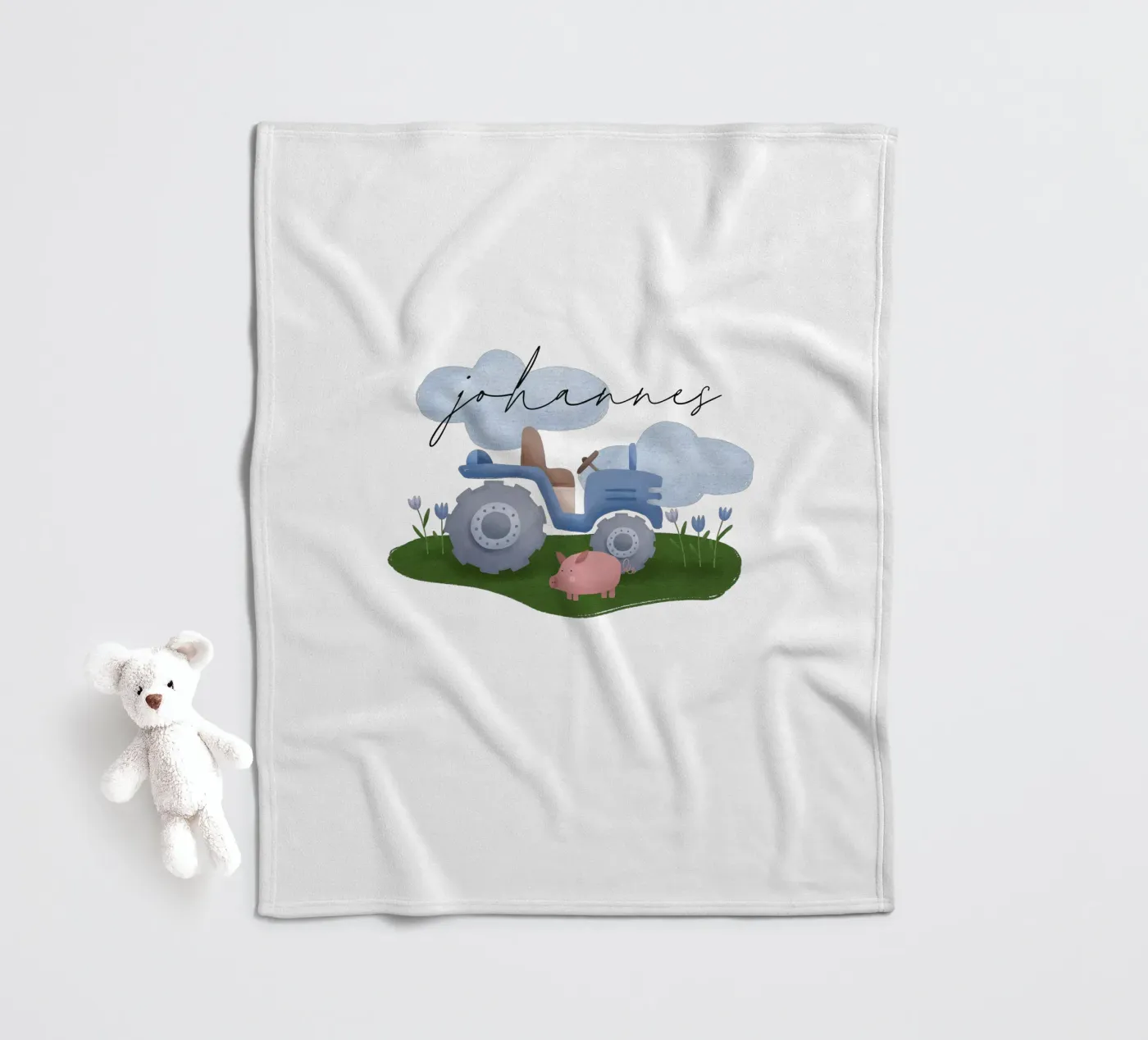 Tractor fleece blanket by we line studio - design