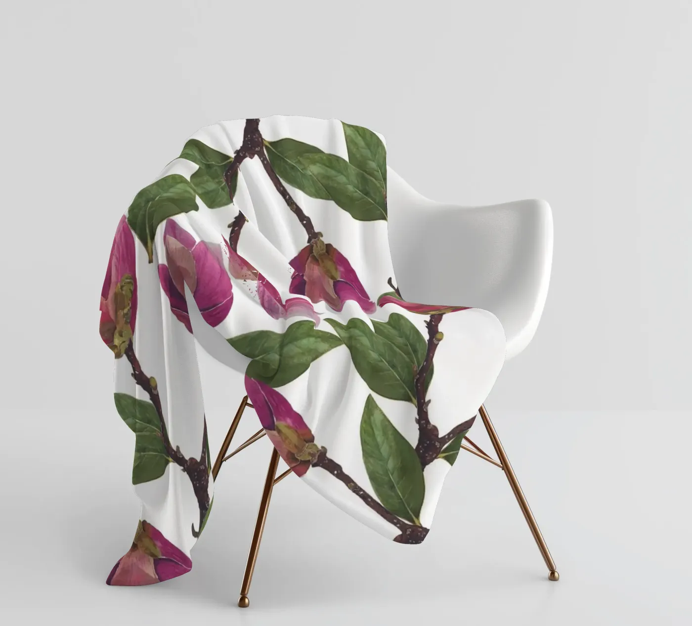 Magnolia Pattern fleece blanket by Studio Fuchsia