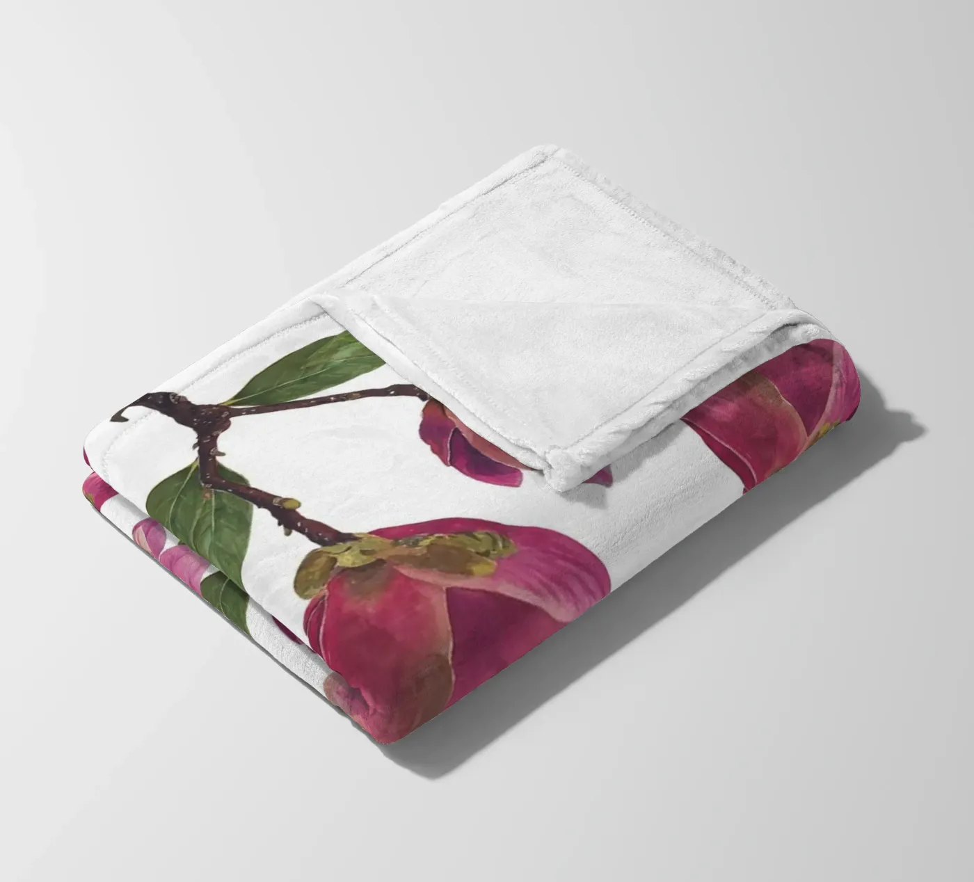 Magnolia Pattern fleece blanket by Studio Fuchsia
