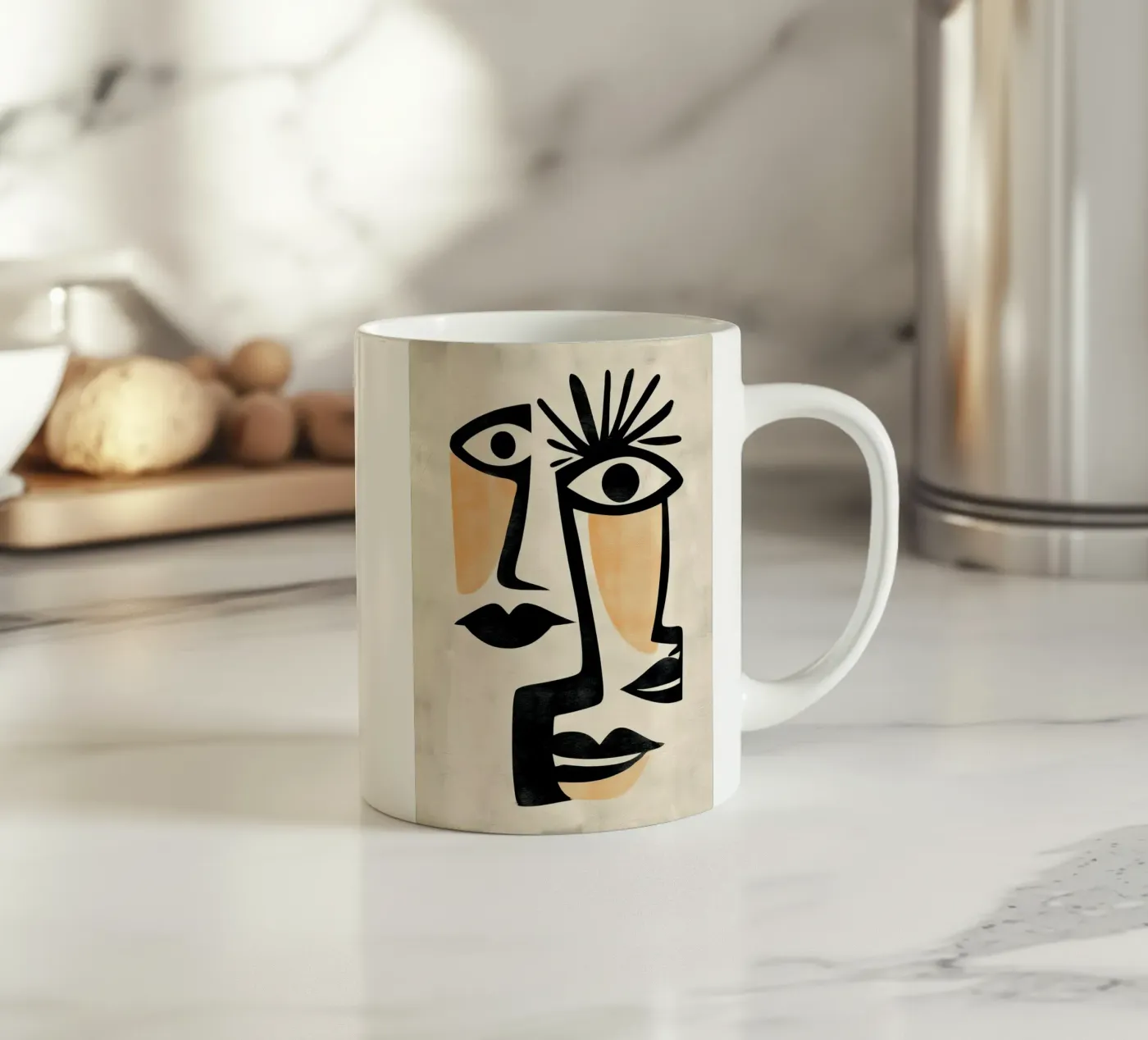 Abstract Faces ceramic mug by Hugo