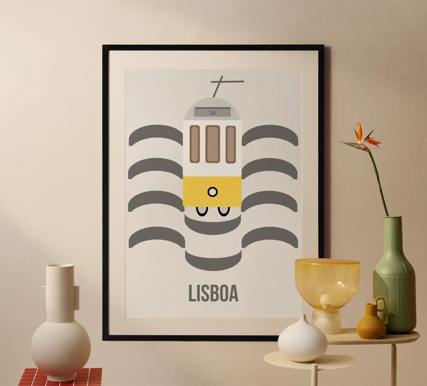 Lisboa poster met houten frame van Studio EmiLu